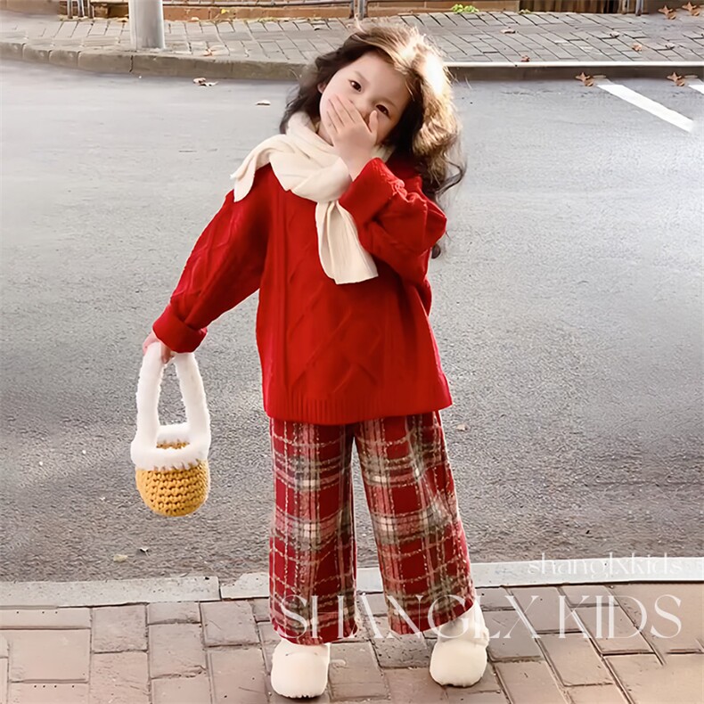 1506-1/MY47151/P49冬装宝宝圣诞主题红色毛衣女孩儿童新年衣服，男装针织衫/毛衣，星座1506-1