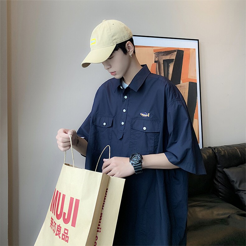 夏季新款polo衫男港风ins半袖潮流短袖t恤潮牌宽松上衣T1270-P33,男装Polo衫,星座512-2