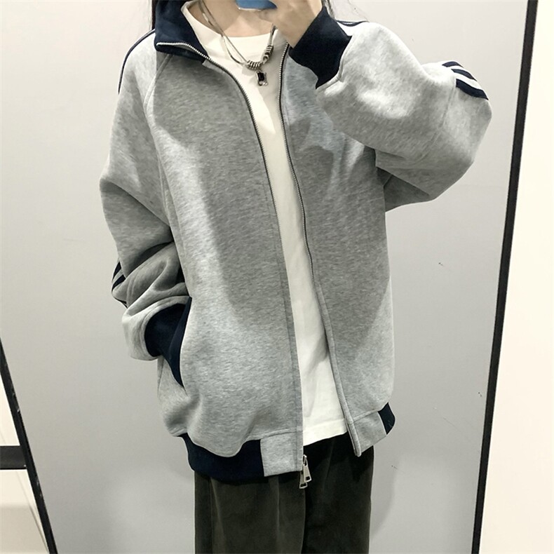 抖音得物高品质 美式高街重磅结构设计拼接织带立领卫衣外套 CM42图片