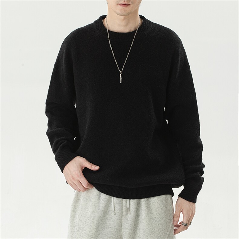YK86032-P35腈纶45%锦纶24.3%聚酯纤维30.7%圆领纯色毛衣男秋冬,男装针织衫/毛衣,电商A086-1