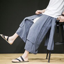 2025夏季风新款两片式休闲宽松裤九分裤灰色K129-P70，男装休闲裤，电商B277A（原A068）