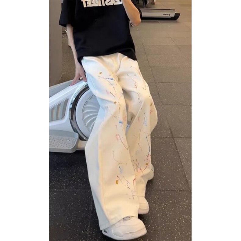 泼墨牛仔裤男复古显瘦直筒宽松休闲裤子潮vibe风长裤NC1177,男装牛仔裤,星座1116A（原606A-3）