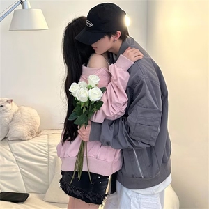 新款男女日系长袖短外套气质潮流纯色外套J58P55图片