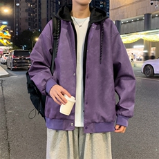 假两件机车服皮衣外套男高级感痞帅宽松休闲pu皮夹克JK0196-P93，男装夹克，星座308B-2