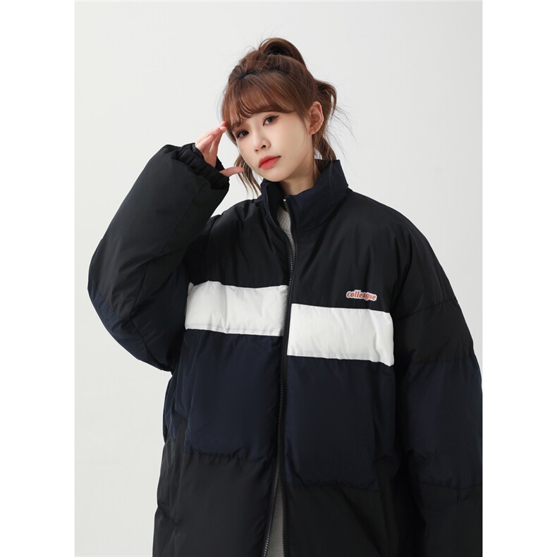 2025冬季新款拼色撞色条纹男士休闲翻领棉服外套M2038/P118控148,男装棉衣,电商A148-1