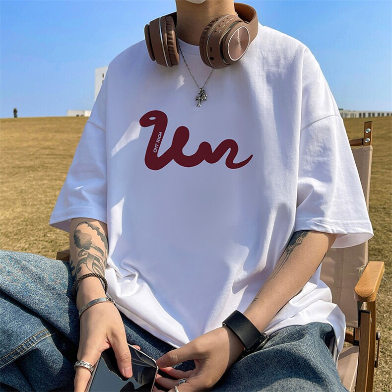 抖音得物二开现货220克夏装重磅美式高街宽松短袖t恤MT201,男装T恤,电商A486-1