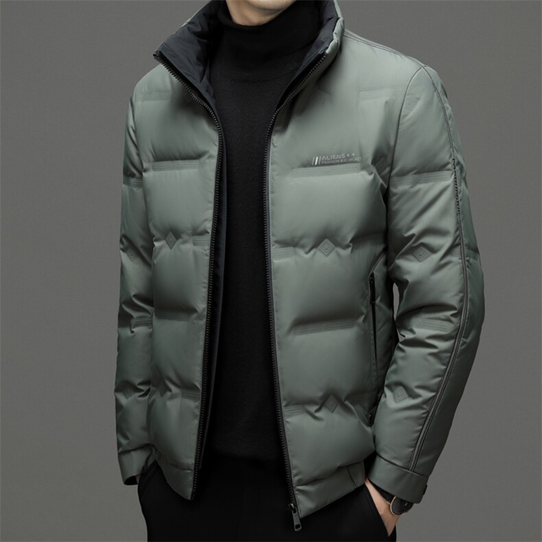 中年加厚保暖休闲羽绒服冬季新款男士立领御寒白鸭绒外套爸爸装图片