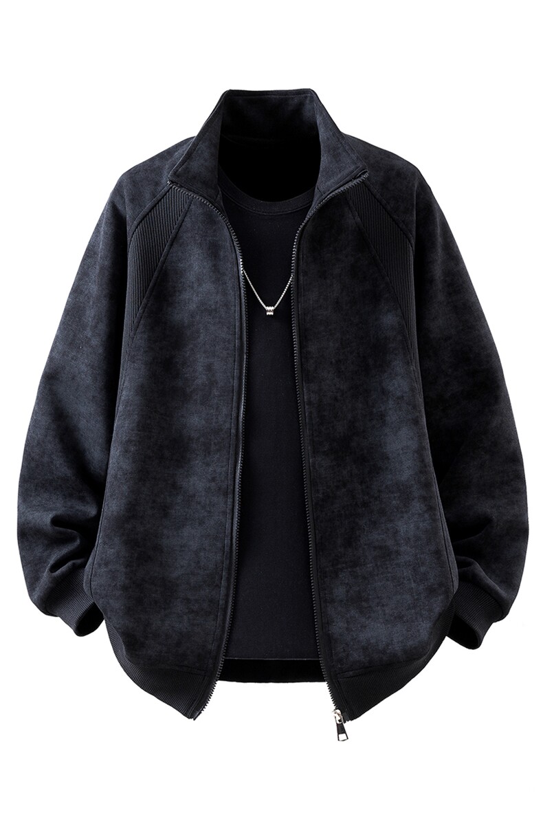 可二开罗纹拼接脏脏灰扎染面料大码M-5XL夹克JK78083P65控98,男装夹克,星座226-1