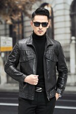 F28058海宁2023冬季新款男式皮衣男头层油蜡牛皮皮衣P680，男装皮衣，电商B360