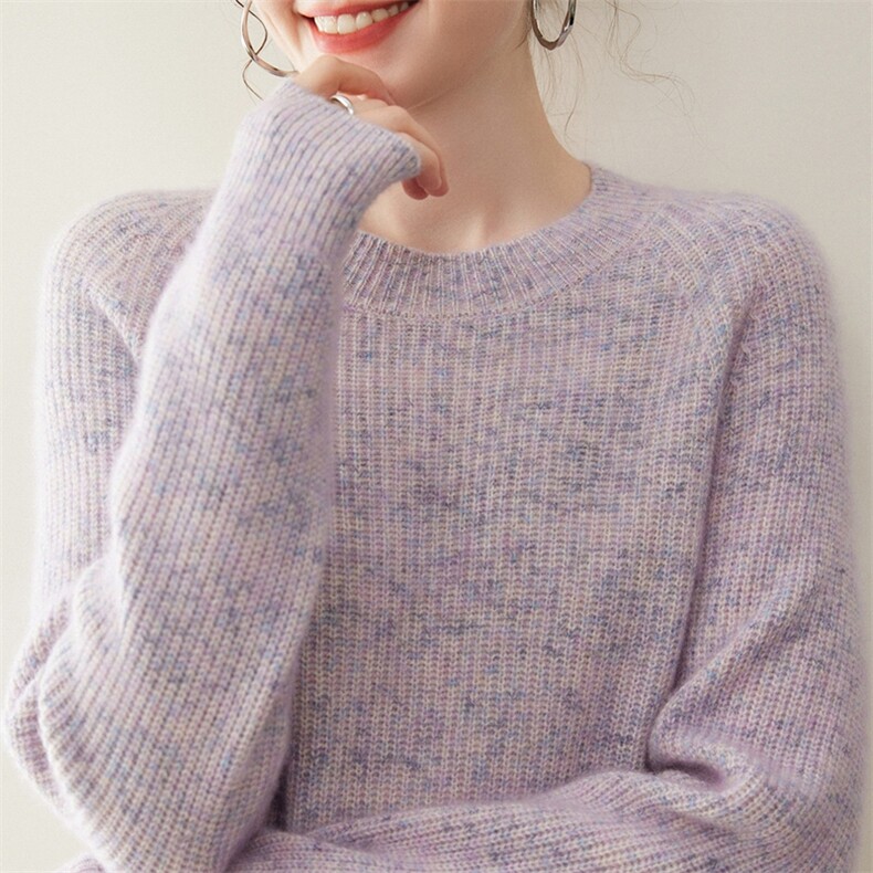 美丽花纱~软糯山羊绒衫秋冬女士圆领加厚毛衣打底宽松保暖针织衫,女装羊绒衫,纳丰羊绒