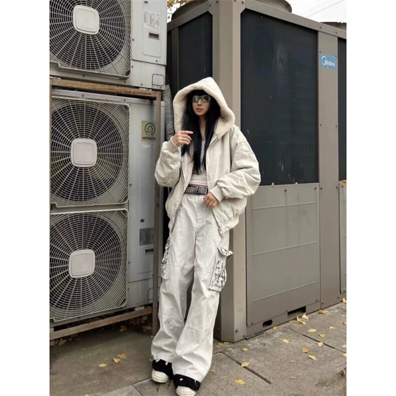 羊羔毛绒外套男女2025年新款秋冬宽松休闲加绒加厚连帽棉衣棉服,男装棉衣,四季星座505