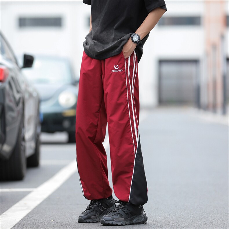 美式休闲裤男女夏季薄款直筒宽松运动裤垂感阔腿长裤子K0821-P40图片