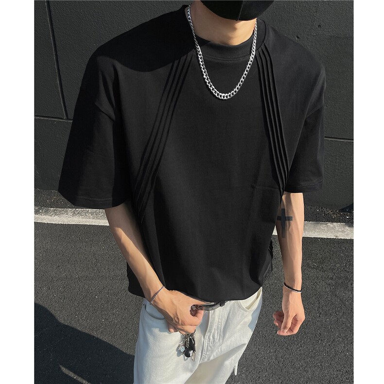 夏季新品纹理感短袖T恤立体剪裁纯色半袖体恤男H1080特P35,男装T恤,电商A341