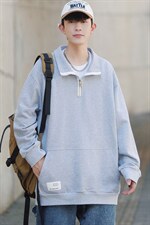 秋季上衣男拉链半高领卫衣男装港风长袖t恤男外套男W107-P38，男装卫衣，星座815-2