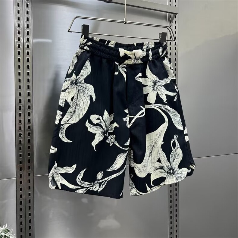 外穿短裤男夏季2025新款韩版潮流沙滩裤印花潮青少年休闲五分裤,男装牛仔裤,星座506A