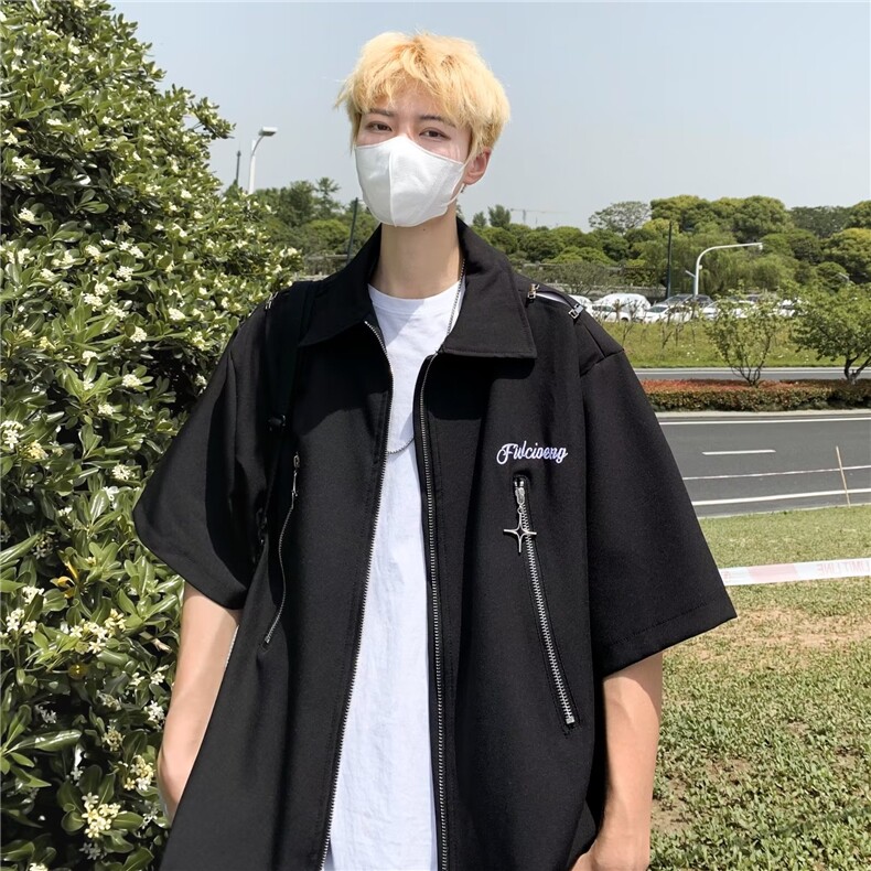 夏季新款衬衫潮流慵懒男方领衬衫W1267P40,男装衬衫,星座1116-2