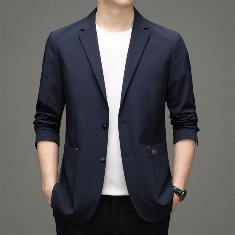 上衣2023年翻领口袋单排扣春季中老年长袖时尚西服SL16953,男装西服,钱塘6003（原4033）