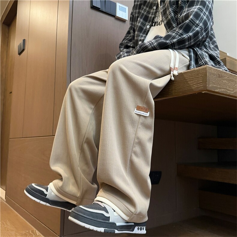 K2485批45控68假两件裤子男秋季新款肌理感长裤百搭休闲裤男裤子,男装休闲裤,电商D229A