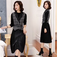 2021春装新款时尚两件套套裙时尚气质纯色简约，女装连衣裙，瑶迪依秀