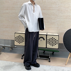 个性绑带套头衬衫男小众设计感禁欲系长袖衬衣23831-P75，男装衬衫，星座512-1（原513-3）