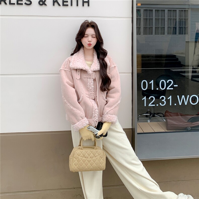 设计感时尚加厚保暖皮毛一体2608P205K308,女装短外套,2C029
