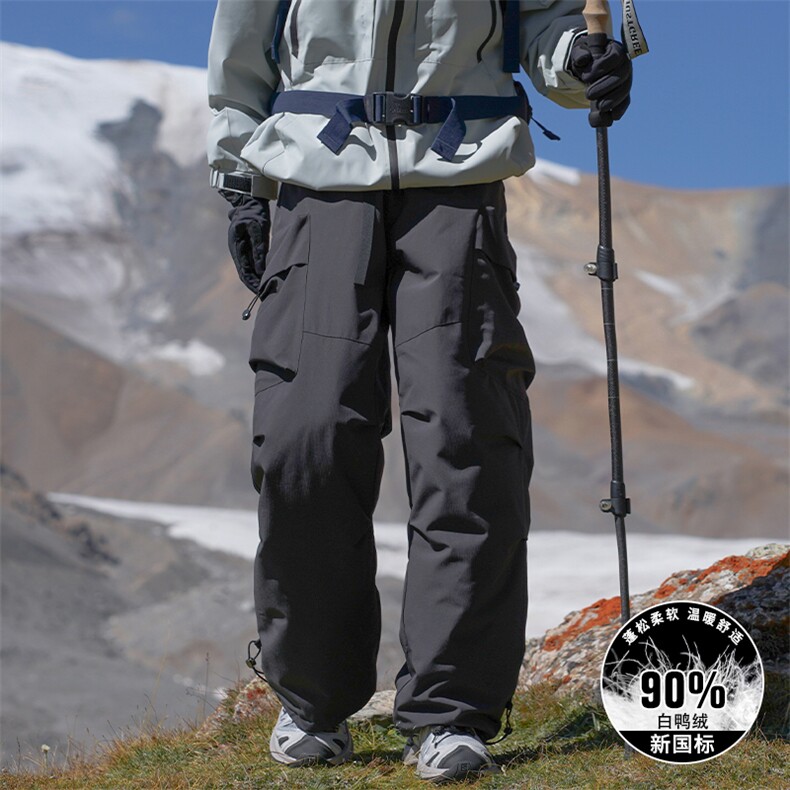 羽绒裤男士款登山长裤2025冬新款户外穿骑行三防休闲工装P115,男装棉裤,电商D310B