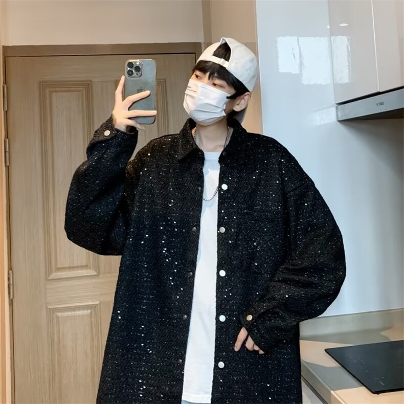 小香风外套男新款宽松夹克休闲高端亮片长袖韩范上衣W5240-P65,男装夹克,星座412-3
