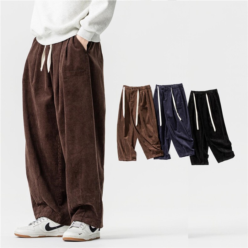 秋冬大码日系风复古纯棉灯芯绒直休闲裤工装裤情侣K318/P80，男装工装外套，钱塘713