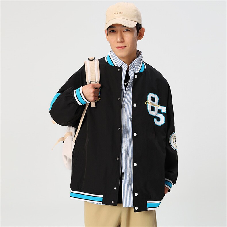秋冬款棒球服外套男潮牌潮流字母刺绣情侣学生夹克22102-P65控118图片