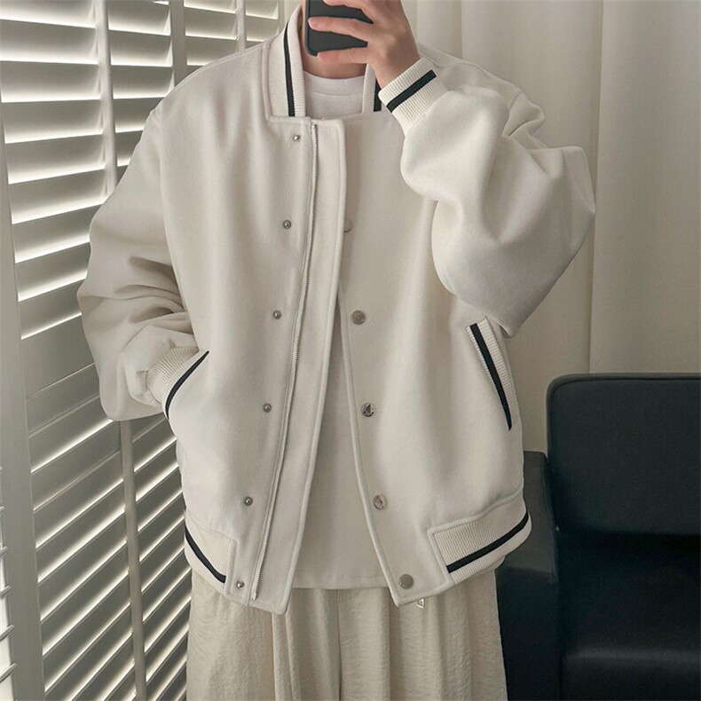 现货-春季呢子棒球服潮牌宽松时尚外套休闲呢子夹克-AJ23058-P115,男装夹克,电商A351