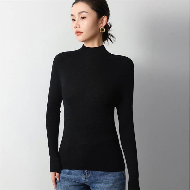 打底王口碑返场精纺扬子纱经典半高领修身高弹内搭衫,女装羊毛衫,挚尚羊绒