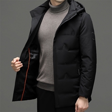 男士羽绒服2023冬季新款加厚保暖上衣中年爸爸装可脱卸帽休闲外套，男装羽绒服，电商B212（原钱塘6029）