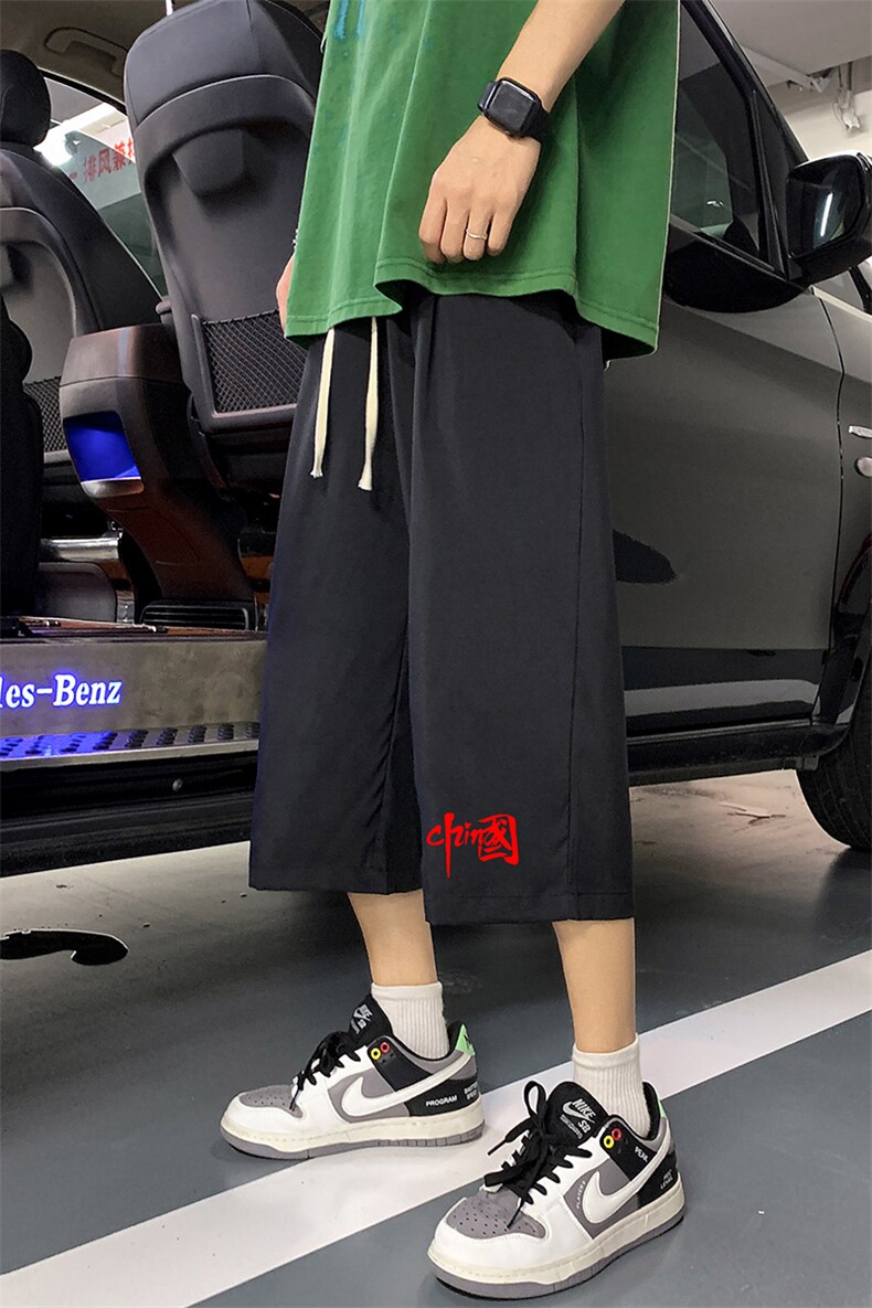 QK72276-P25冰丝七分裤男大码速干短裤男五分裤港风,男装休闲裤,电商A040