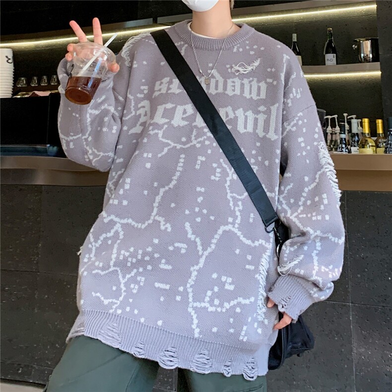 M185/P65新款个性设计感毛衣男简约百搭潮流男士圆领针织衫外套,男装针织衫/毛衣,电商基地A050
