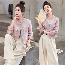 现货重工艺新款新中式春季刺绣提花设计感时尚气质减龄外套，女装短外套，韩美纤衣