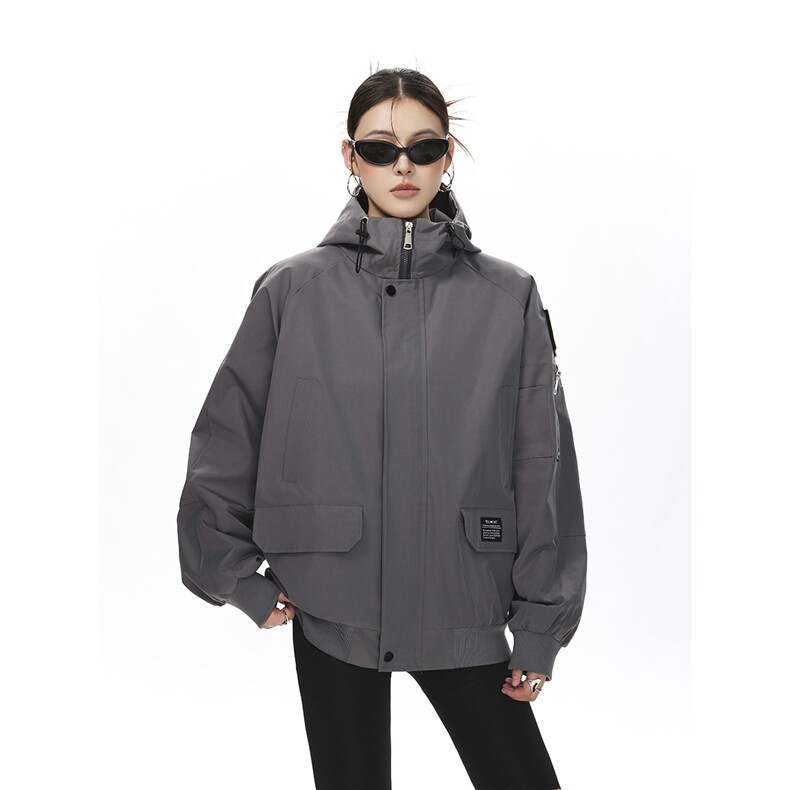 可二开发光贴片连帽工装冲锋衣大码M-5XL夹克女JK78076P85控128,男装夹克,星座227-7