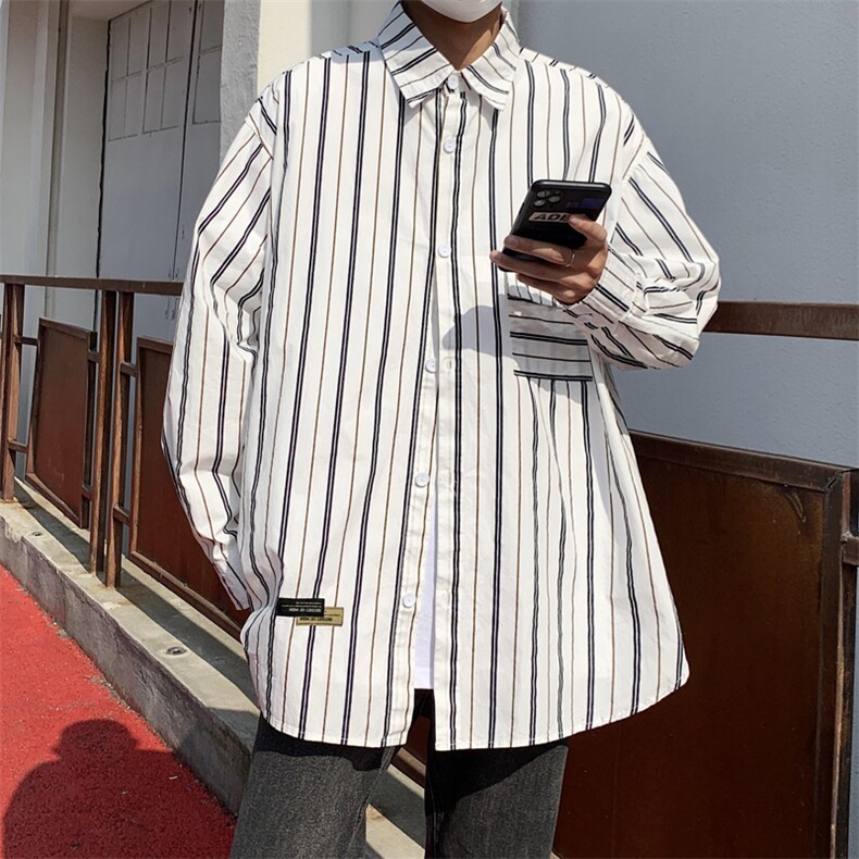 条纹衬衫男长袖韩版潮流高街帅气2023春夏季新款ins衬衣CY118-P41,男装衬衫,星座412-2
