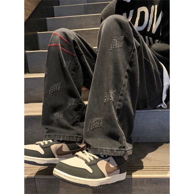 1014-1~KZ1619-P43~2025春秋新款美式复古刺绣直筒牛仔裤男,男装牛仔裤,星座1014-1
