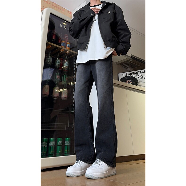 现货主推渐变复古蓝微喇直筒松紧腰休闲牛仔裤男女K5809-P50控69,男装牛仔裤,星座205