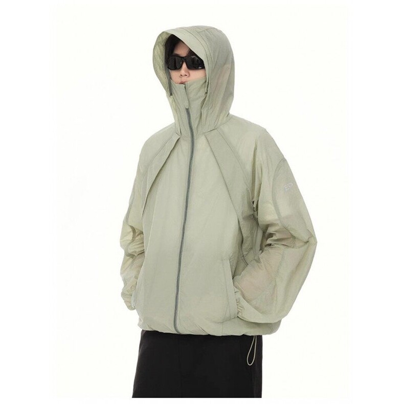 户外薄款冰丝防晒衣男夏季薄款宽松连帽防晒服防紫外线运动登山服,男装防晒衣,星座1608-2