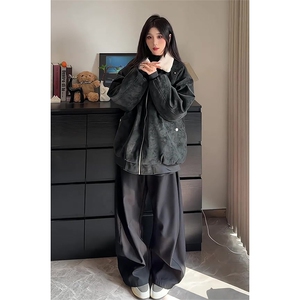 现货冬季美拉德毛领雾面PU皮棉服加绒加厚保暖百搭设计款情侣棉衣图片