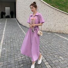 主推款款数据现在香芋紫色连衣裙长裙087-Q88，女装连衣裙，柒柒家