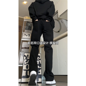烟灰色牛仔裤秋冬款男生穿搭高级感长裤子CHNZK01-P53加绒58图片