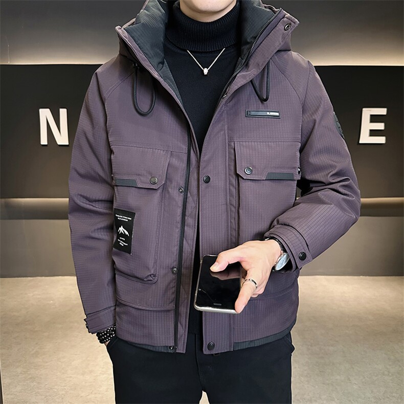 新标90白鸭绒2025年拼接时尚潮流保暖羽绒服男YR6068-P255,男装羽绒服,电商D240-242