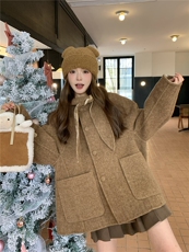 韩系温柔风双面羊毛大衣女冬季2025年新款高级感气质长款毛呢外套，女装双面呢大衣，艾米莉亚