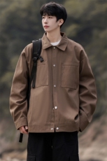春季纯棉夹克外套男美式复古休闲翻领工装上衣A406JK3519特P85，男装夹克，星座309（原A406）