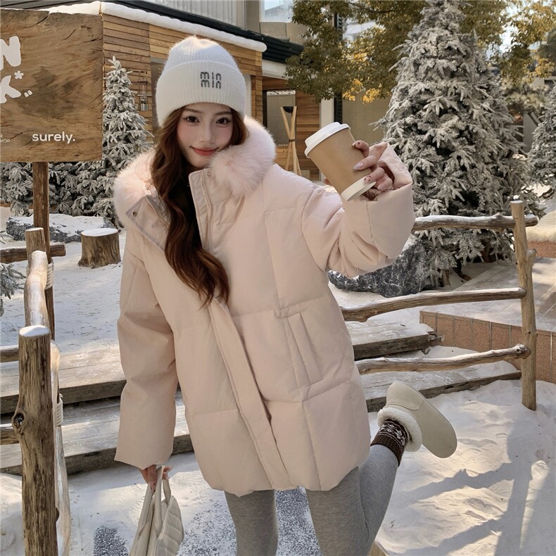 现货2025冬季新品中长款带狐狸毛休闲羽绒服外套，女装羽绒服，乐吉娜