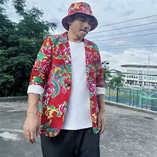 XZ01秋文艺男大码宽松西服东北大花潮牌开衫男女风民族特色，男装西服，星座115A(原星座507）