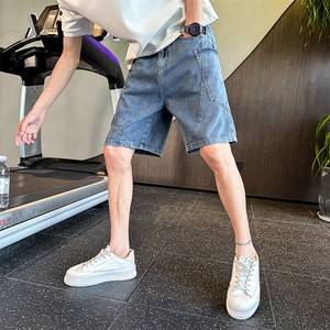 美式牛仔短裤男款夏季港风潮牌宽松五分裤大码中裤子图片