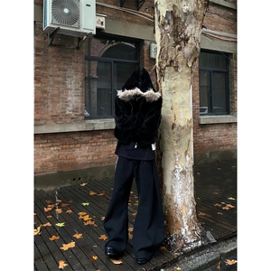 【有货】W200LL-特P100 cleanfit黑色毛绒外套男冬季高级感图片